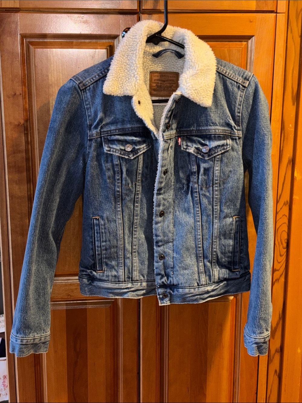 Levi's Blue Denim Jacket with Cream Sherpa Collar